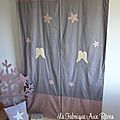 paire rideau vieux rose gris beige liberty fairford ailes ange étoiles percale de soie et coton