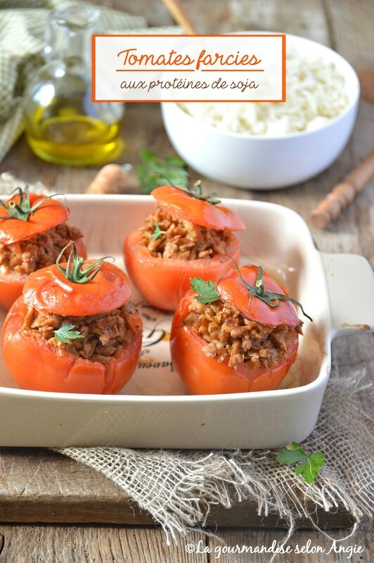 tomates farcies aux protéines de soja vegan