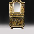 A northern european black and gilt japanned cabinet, mid 18th century