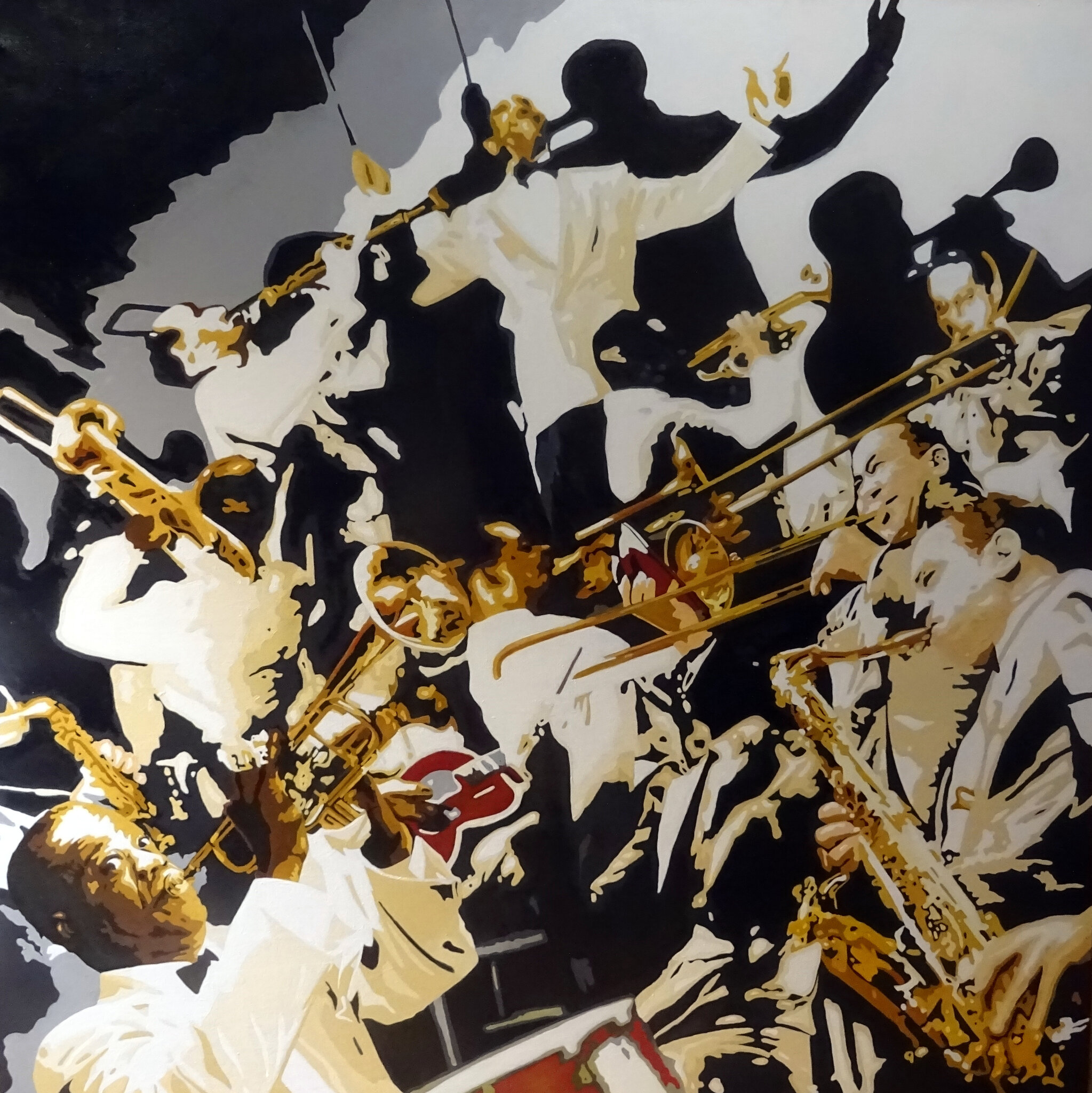 Big Band, huile sur toile, 100x100 cm
