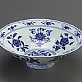 Bowl with foliate rim, 1426-1435, Ming dynasty, Xuande reign. Porcelain with cobalt pigment under clear colorless glaze. H: 7.8 W: 22.7 cm. Jingdezhen, China. Purchase F1952.17. Freer/Sackler © 2014 Smithsonian Institution