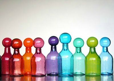 frascos de cristal de colores