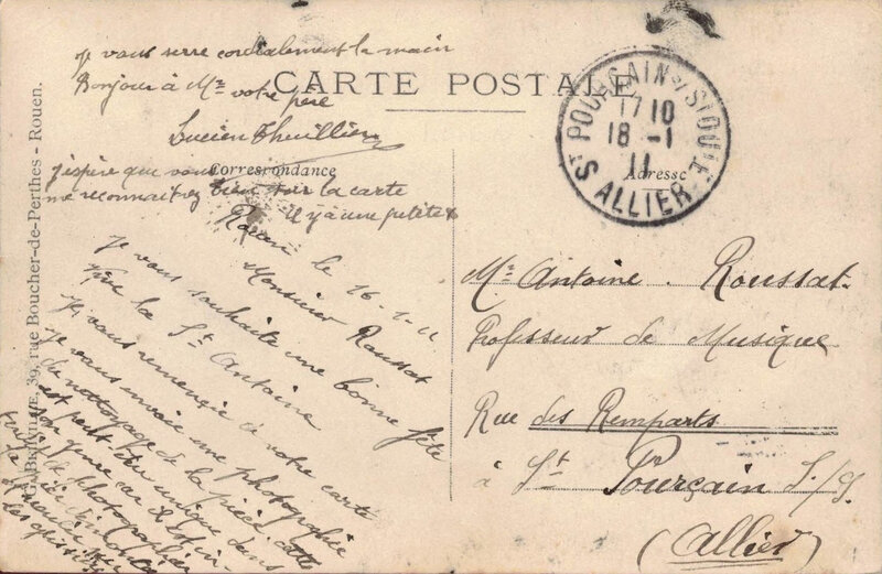 Rouen, caserne Jeanne d'Arc, 43e RAC, nettoyage d'une pièce de 75, janvier 1911 correspondance