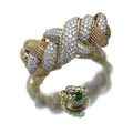 Emerald and diamond ring, david webb and a diamond and yellow gold bracelet