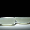 A pair of large white jade bowls, 18th-19th century 
