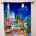 La Cathé, 45 x 67 cm , aves ses tiges de suspension en bambou