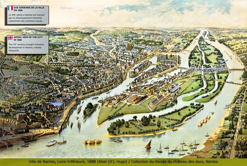Plan ville de Nantes, Loire-inférieure, 1888 collection du musée du château des ducs de Bretagne