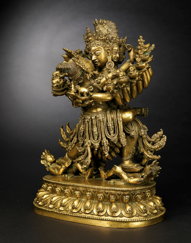 A very rare inscribed gilt-bronze figure of Kapaladhara Hevajra ...