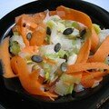 Méli mélo cru-cuit de carotte-poireau et soda farls au ras-el-hanout et graines de courges