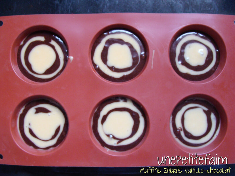 Muffins zebres vanille chocolat - remplissage
