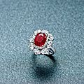 A 5.32 carat 'pigeon blood' burmese ruby and diamond ring