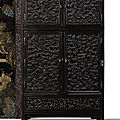 A 'zitan' and hardwood tabletop cabinet, qing dynasty, 19th century