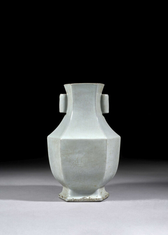 A Guan-type porcelain Hu vase, China, Qing dynasty, Qianlong mark and period (1736-1795)