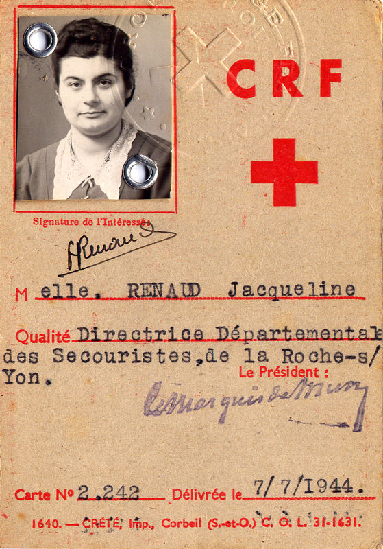 1944, carte identité Croix-Rouge