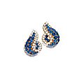 A pair of sapphire and diamond earclips, by m. gerard