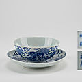 Ensemble composé d’un bol et d’une coupelle à décor ‘Bleu de Huê’, Chine pour le Vietnam, 19e siècle