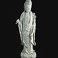 A fine dehua standing figure of guanyin, bo ji yu ren mark, 19th century