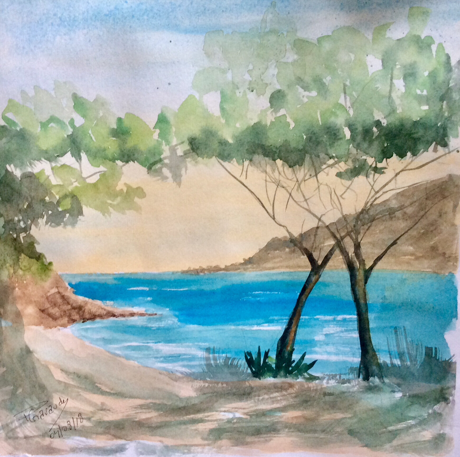 Bord De Mer En Mediterranee Mes Pastels Et Aquarelles