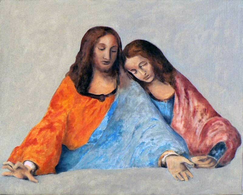 Cène - d'après L. de Vinci - Huile sur toile - 6F 41x33 cm