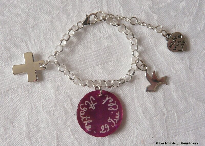 Bracelet de Baptême sur chaîne argent massif