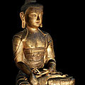 A magnificent and large gilt-bronze figure of buddha shakyamuni, 17th-18th century