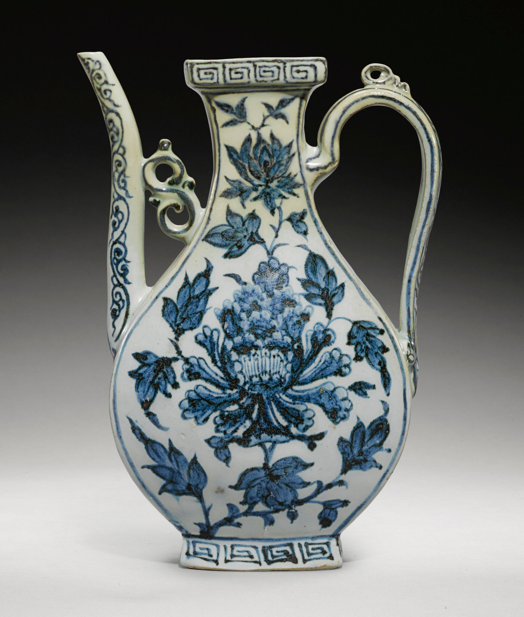 A rare blue and white ewer, Yuan dynasty