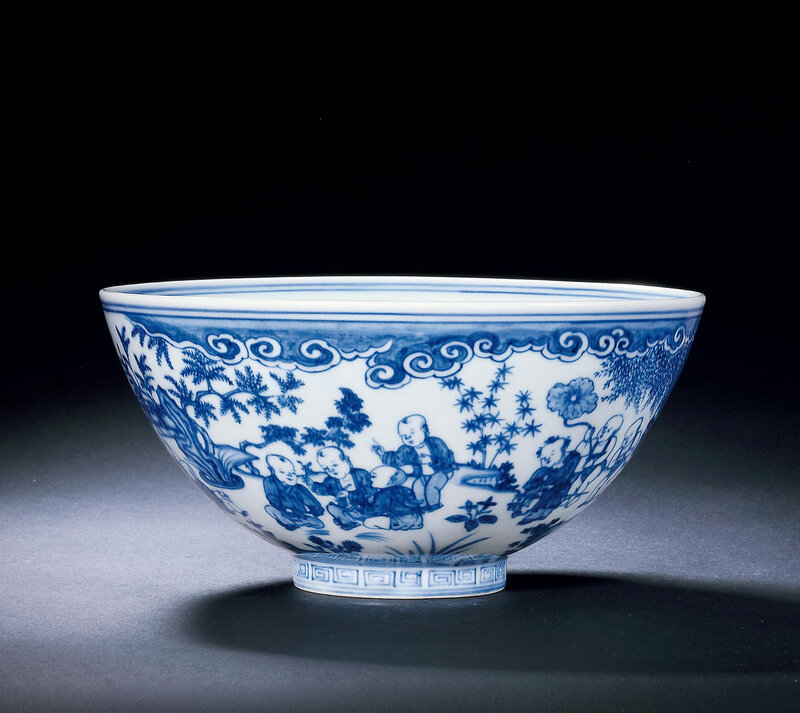 An Outstanding Blue and White ‘Boys’ Bowl, Chenghua Period, 1465-1487
