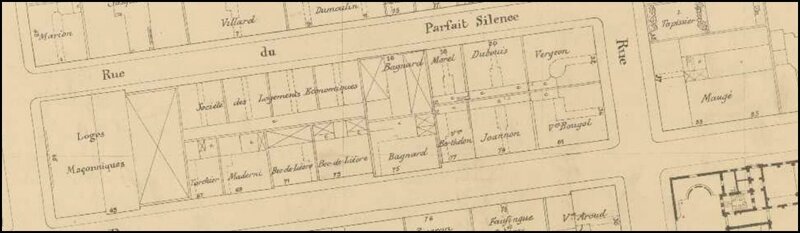1907 plan avec rue parfait silence