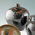 Vase meiping en grès émaille noir et brun, chine, époque song, xiieme siècle