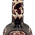 A ruby-red overlay snowflake glass bottle vase, 19th century