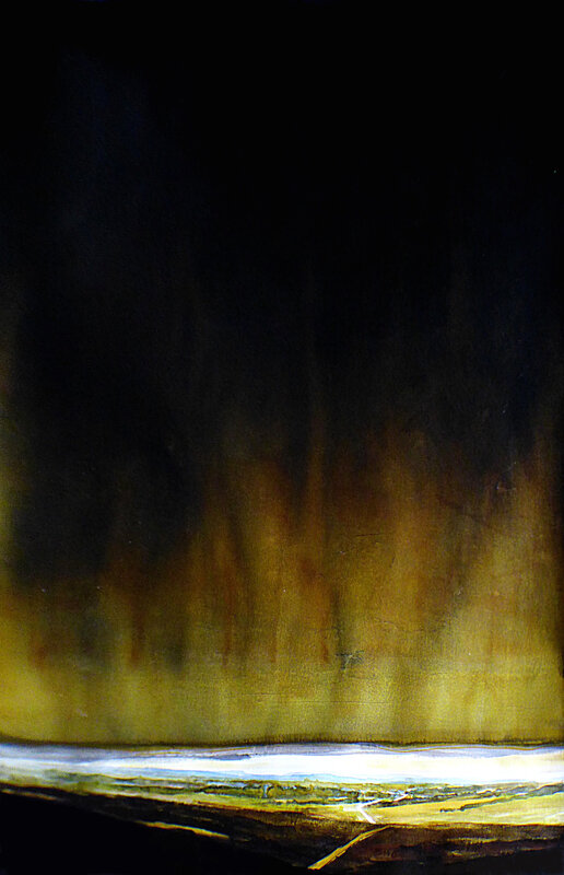 la terre se tait (hd) ,2017, aquarelle et encre de chine, 70 x 100 cm