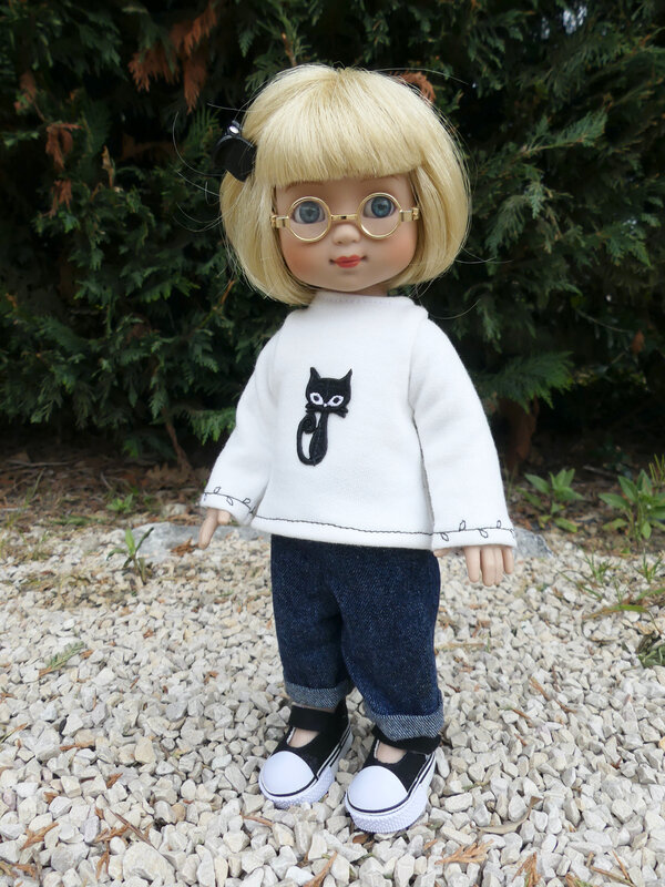 3 Pièce Vert Chat sweater outfit pour 20" Zwergnase doll 