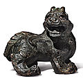 A gilt-bronze 'mythical beast' weight, han - six dynasties