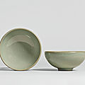 A pair of green 'jun' bubble bowls, song dynasty (960-1279)