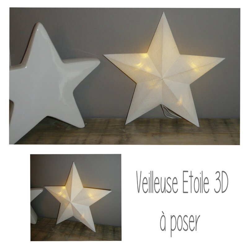 veilleuse etoile 3d lin blanche