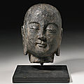 A limestone head of a luohan, northern qi dynasty (550-577)
