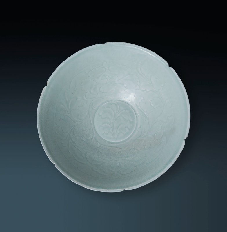 A rare large carved qingbai ‘peony’ bowl, Norhern Song dynasty (960-1127)