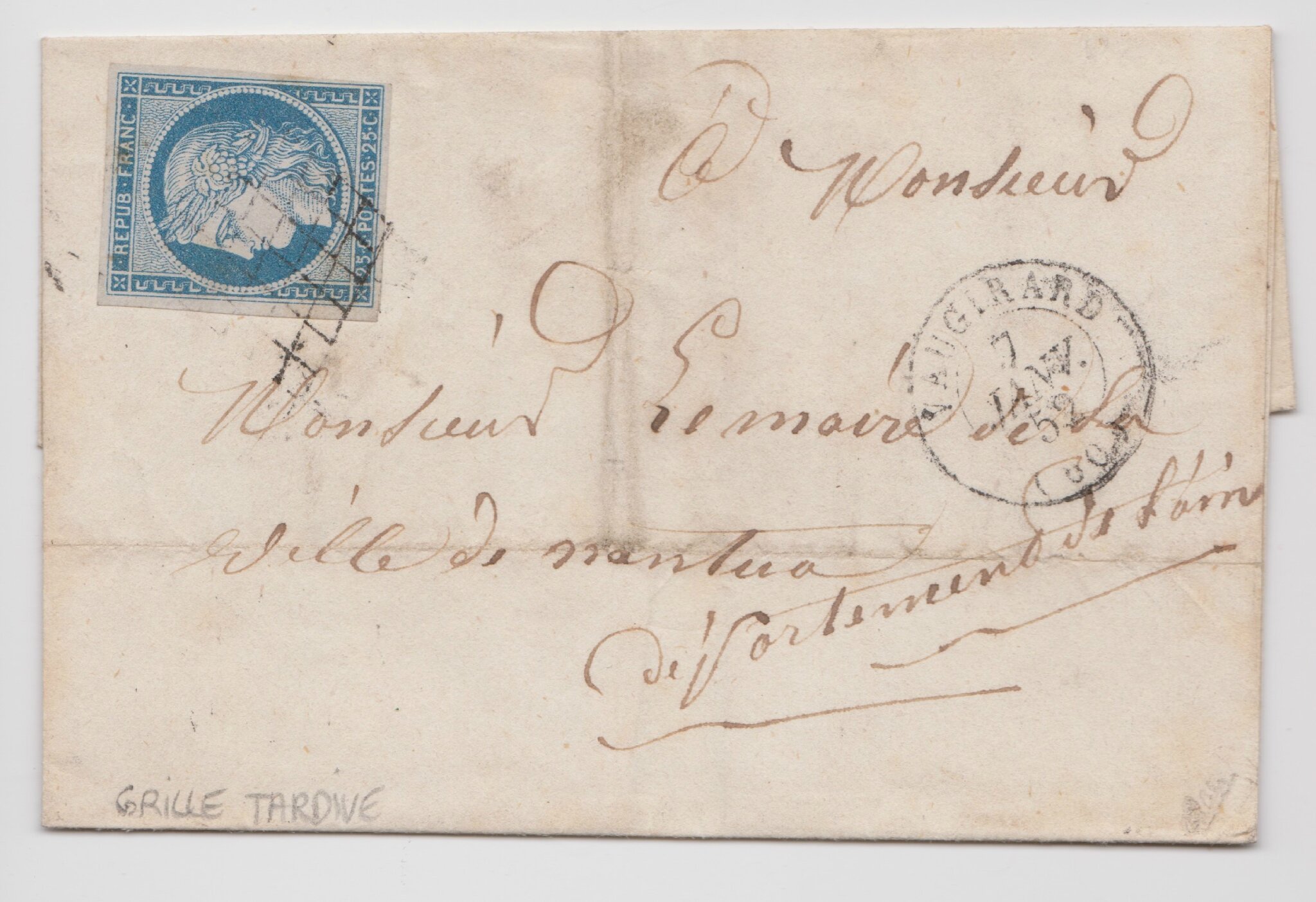 Enveloppe vide de créances créée avec un timbre SA daté de 23.3.38