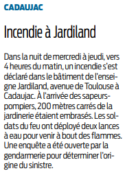 2020 01 10 Cadaujac Incendie à Jardiland
