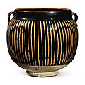A black-glazed 'ribbed' handled jar, northern song-jin dynasty (960-1234)