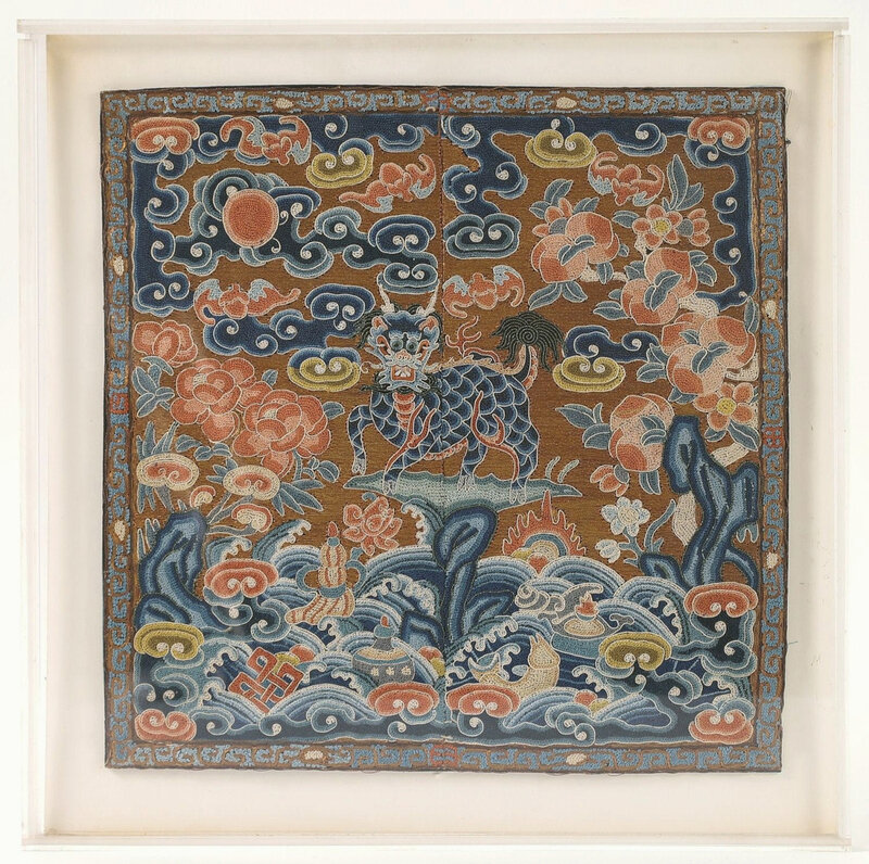 chinese_embroidered_silk_rank_badge_with_qilin_qing_dynasty___606_1