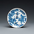 A Chinese blue and white 'Bleu de Hue' dish for the Vietnamese market, Nôi phu thi trung 內府侍中 mark, 19th