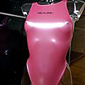 Thong rubber competition swimsuit Realise Pink glossy Side 2