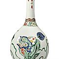 A famille-verte bottle vase, qing dynasty, kangxi period (1662-1722)