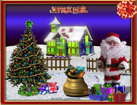 00 carte Joyeux Noël cadeaux merry xmas gifts père hotte sapin