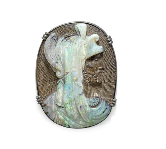 A late 19th century opal cameo brooch, probably by Wilhelm Schmidt (2)