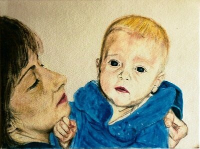 Portrait Maman Et Son Bebe Guy Gaudeneche Artiste Peintre Portraitiste