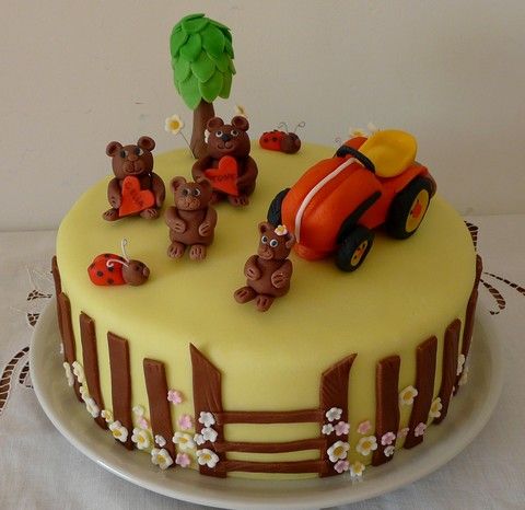 Gâteau Tracteur et ours 1