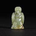 A small celadon jade owl, song dynasty- ming dynasty