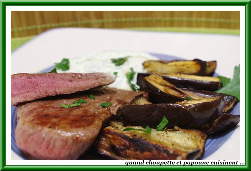 steak de boeuf, frites d'aubergines et sauce au yarout-5473